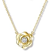 Raneecoco Rose Flower Necklace Gold Plated Sterling Silver Pendant Jewelry for Women, Hypoallergenic & Nickel Free