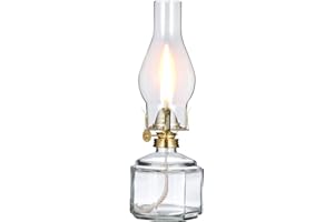 DNRVK Large Clear Oil Lamp Lantern Chamber Kerosene Lamp Classic Vintage Glass Oil Lamps for Indoor Use Decor Lighting