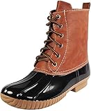 AXNY Dylan Women's Lace Up Two Tone Combat Style Calf Rain Duck Boots