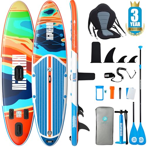Niphean Paddle Gonflable Adulte avec Tous Les Accessoires, 320cm Planches de Stand Up Paddle Gonflables pour Tous Les Niveaux, Sup avec Capacité 200 kg pour 2 Personnes, Paddle Gonflable avec Siège