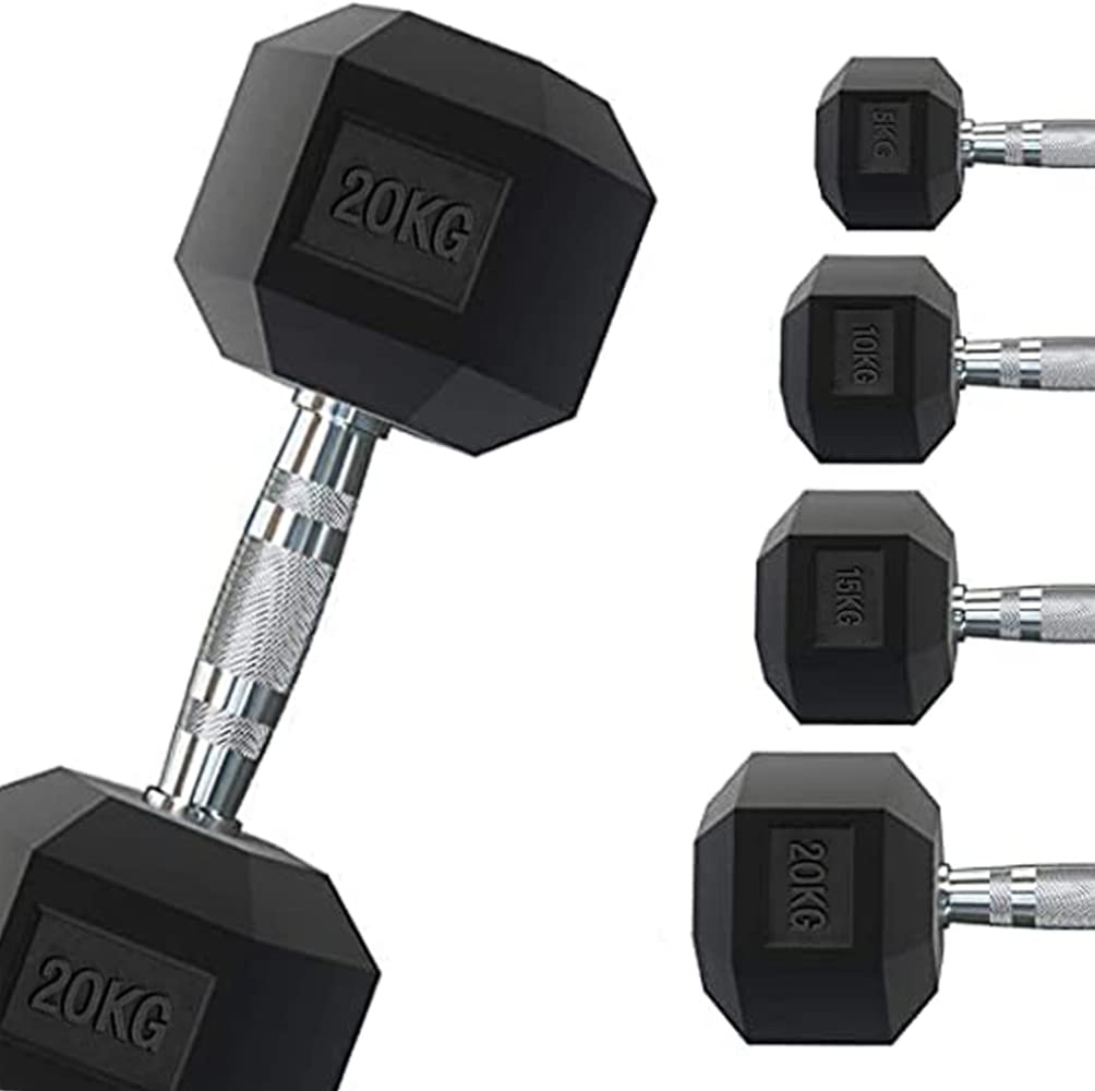 Professional Rubber Hex Dumbbell 1 to 50 kg | Weight Lifting Gyms or Home Gym | Ergonomic Non-Slip Grip | Sold Individually (2 x 2 kg)