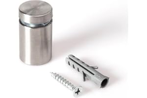 OUTWATER Stainless Steel Standoff 3/4 Inch Diameter x 1 Inch Barrel Length Brushed Finish for PVC, Glass and Acrylic Sign Stand Off Wall Anchors and Screws 20 Piece Store/Restaurant Pack