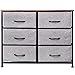 KINWELL Extra Wide Fabric Clothing Storage Drawers Dresser Organizer Unit With Sturdy Steel Frame, Wooden Tabletop, Easy Pull Fabric Bins For Living Room, Bedroom, Hallway, Entryway-6Drawers