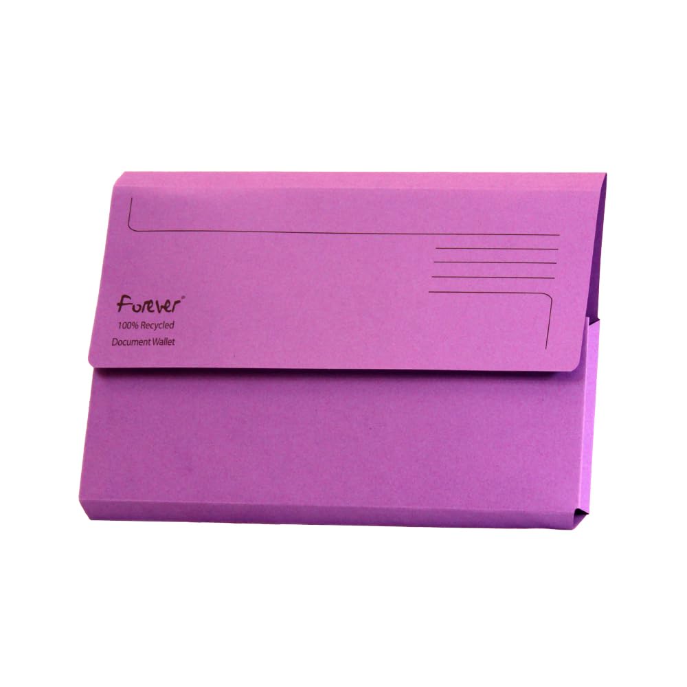 Exacompta Forever Document Wallets - Perfect for Storing Documents - Recycled 290 gsm Board - 34.5 x 24.5 cm in Size - A4/Foolscap - Purple - Pack of 25.