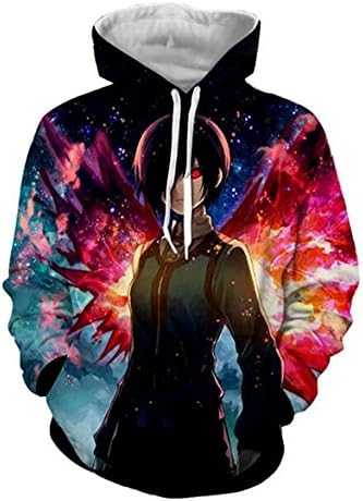 DreamAndReality Unisex Hoodies Tokyo Ghouls Ken Kaneki 3D Print Pullover Sportswear Sweatshirt Tops 70