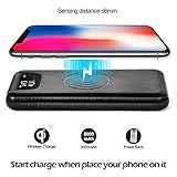 Wireless Portable Charger Cloele Qi Wireless Charger Pad With 8000Mah Led External Battery Packs 2 in 1 With Dual Fast Charging Port For iPhone X Galaxy Note 8 S8 S9 And More (8000Mah)
