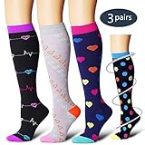 Compression Socks,(3 Pairs) Compression Sock for Women & Men - Best for Running, Athletic Sports, Crossfit, Flight Travel(Multti-colors8-S/M)