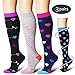 BLUETREE Compression Socks,(3 pairs) Compression Sock for Women & Men - Best For Running, Athletic Sports, Crossfit, Flight Travel(Multti-colors8-S/M)