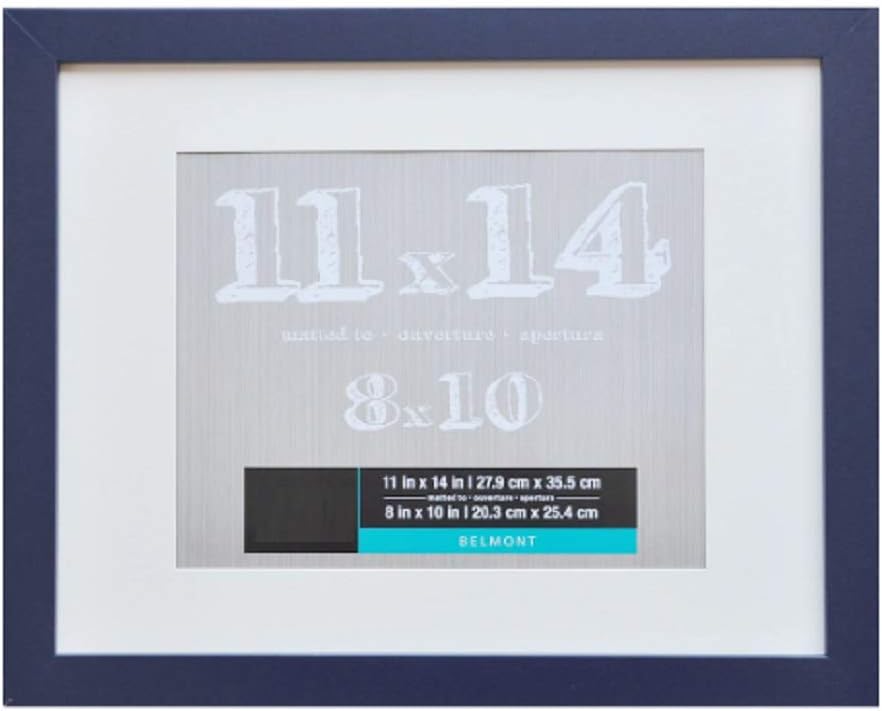 11 x 14 Navy Blue Wall Photo Frame with White Matte 11" x