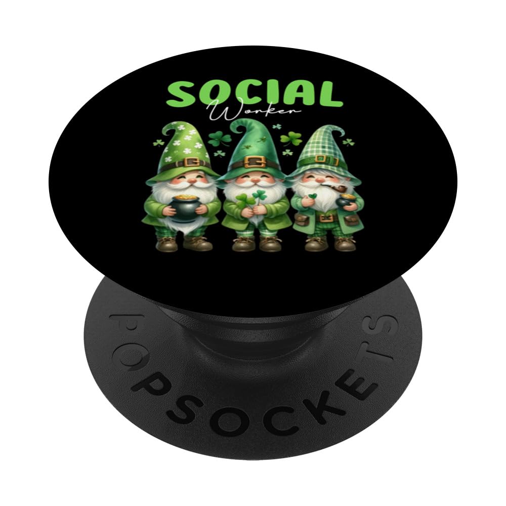 Social Worker Therapist For St Patricks Gnomes Squad Matchin PopSockets Swappable PopGrip