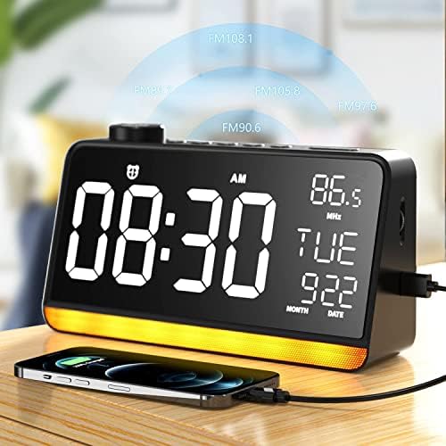 Dekala Alarm Clocks for Bedrooms 9" Large Display Digital Clock Radios