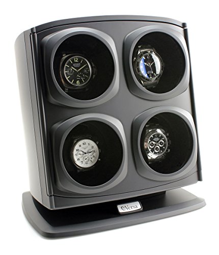 [ON Sale] Versa Quad Watch Winder in Black - Independently Controlled Settings - Multiple Direction and Timer Settings - Adjustable Watch Pillow - Plenty of Space for Large Watches