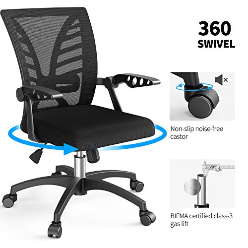 NOBLEWELL Ergonomic Office Mid Back Mesh Computer Desk Chair, Black