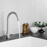 Heable Kitchen Mixer Tap Dual Lever Brushed Nickel with UK Fittings view 2