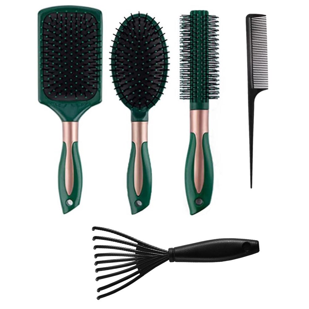 5 Pcs Hair Brush Set Anti Static Massage Oval Comb Round Air Cushion Vent Hair Brush Detangling Paddle Comb Hairbrush for Women Men