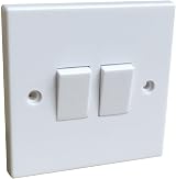 RED/GREY 2 Gang 2 Way Light Switch Pattress Back Box Internal Matt White view 5