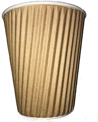Disposable Insulated Ripple Hot Coffee Paper Cup, 12 Ounce Capacity, Brown (Pack of 40) (40, 12 oz)