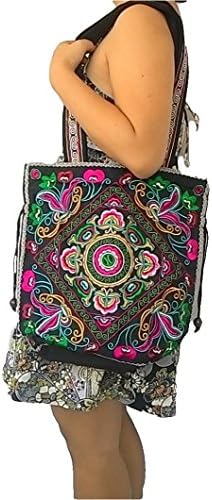 Embroidered Shoulder Bag Tote Vintage Thai Hmong Hill Tribe