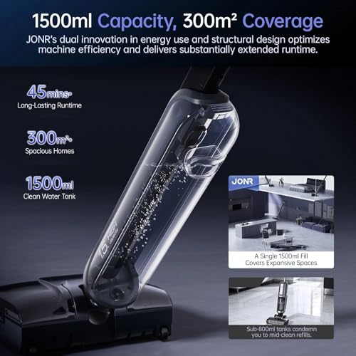 JONR H2 Pro Cordless Wet Dry Vacuum Cleaner with Warm Water Self-Cleaning, Innovative Odor Protection Design, 20,000Pa Hurricane Suction, 180°Lie-Flat with Zero Power & Capacity Loss (XL)