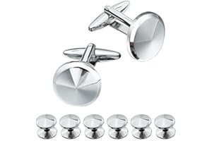 HAWSON Men’s Cufflinks and Tuxedo Studs Set with Gift Box, Men’s Jewelry or Accessories Suitable for Black Suit White Shirts Vest and Red Bow tie on Wedding Party Birthday