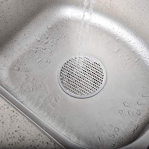 Shower Drain Hair Catcher Trap Mesh Good Grips Easy Clean Drain Protector - Stainless Steel & Silicone by Kindga(2 pack)
