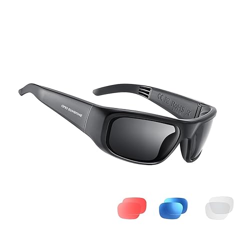 OhO sunshine Waterproof Audio Sunglasses, Bluetooth Headphones Sunglasses for Listening to Music and Use Polarised UV400 Safety Lenses for Phone Calls, Black - black, One Size