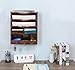 PAG 5-Tier Wood Hanging Wall File Holder Organizer Magazine Literature Rack with 6 Hooks, Retro Brown