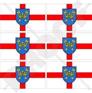 6 X Suffolk ST Edmund's Flagge Aufkleber – Vinyl, Wetterfest, 4 X 2,7 Cm, Für Auto, Fenster, Helm & Mehr