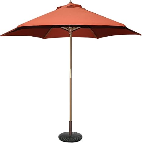 Amazon Com Tropishade 9 Ft Wood Market Umbrella With Rust Color Polyester Cover Patio Umbrellas Garden Outdoor
