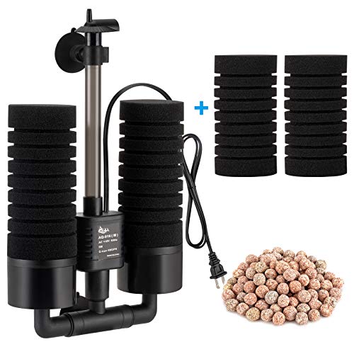 AQQA Aquarium Sponge Water Filter, Power Driven Double Biochemical