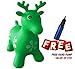 SueSport Inflatable Bouncer Seat, Reindeer, Pump Included Easy to Inflate, Space Hopper, Ride-on Bouncy Animal Hopper, CPSIA, Green
