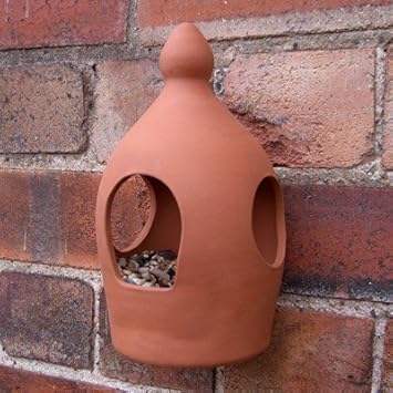 Weston Mill Pottery Terracotta 3 Port Wall Bird Feeder Amazon Co