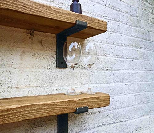 Ben Simpson Furniture Handmade Chunky Wooden Lipped Bracket Shelf | 15 x 140 cm | Rustic Pine