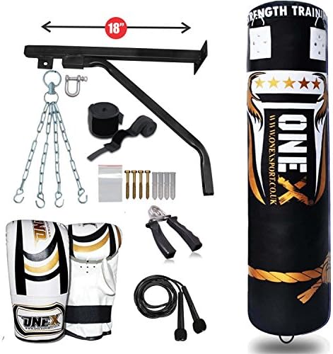 Punch bag Filled 11 pieces 5ft kick Boxing Heavy Training Gloves Punching Mitts Bracket(hold Up to 70kg) Hanging Chain Muay Thai Pad