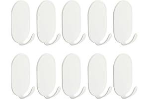 IBERDE 10 Pcs Sticky Adhesive Hooks for Hanging, Stainless Steel Key Holder Command Hooks Stick On Wall Mount Hanger Over The Door Metal Hook Small Utility Hooks for Kitchen, Cup, Coat, hat, Picture (White)