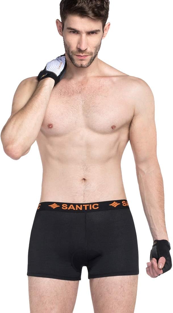 Santic Cycling Underwear 3D Padded Bike Underpants Bicycle Gel Shorts for Men Women Black: Clothing
