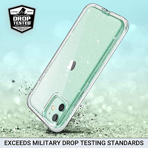ULAK iPhone 11 Case, Clear Glitter Protective Heavy Duty Shockproof Rugged Protection Case Soft TPU Bumper Phone Cover Designed for Apple iPhone 11 6.1 inch (2019), Clear Glitter