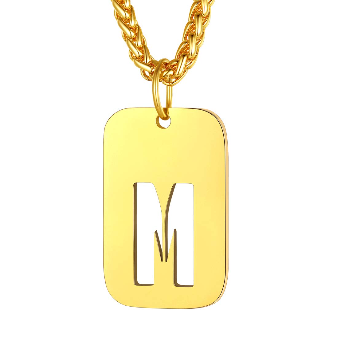 FindChic Dogtags Necklaces Chain Boys' Jewelry Necklace with Letter m Initial Necklace