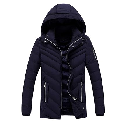 Luckycat Herren Winter Warm Mit Kapuze Reißverschluss Dicker Fleece Mantel Baumwolle gefütterte Jacke Winterjacke Steppjacke 