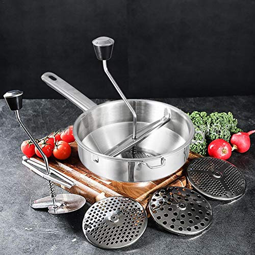 Food Mill, Stainless Steel Rotary Food Mill Home Kitchen Tool With 3