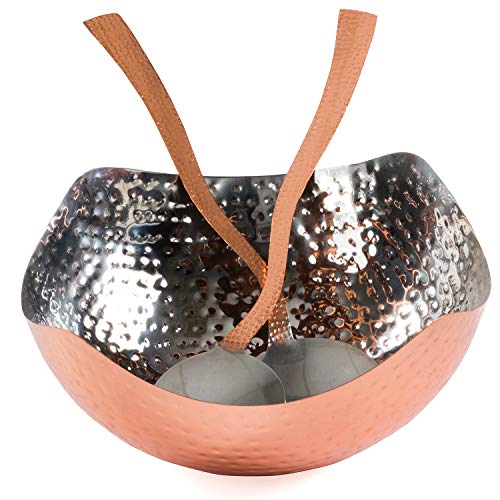 image for Colleta Home Salad Bowl with Servers - 3 Pc Set - Hammered Copper Sala