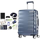 Samsonite 111170-1432 Framelock Hardside Carry On Luggage with Spinner Wheels 20 Inch Ice Blue Bundle w/Deco Gear Luggage Accessory Kit (10 Item)