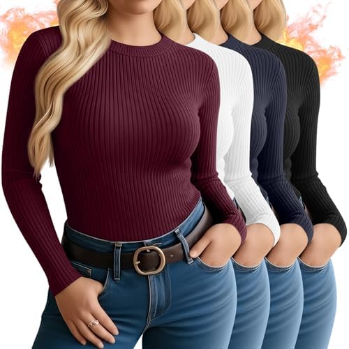 Baggyfly 3 Pack Men's V Neck Thermal Ribbed Shirts Cotton Long