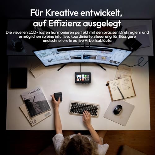 ULANZI D200X 8-in-1 Stream Controller with 3 Knobs 14 LCD Macro Keys, Stream Deck with USB-C Docking Station, 4K HDMI, Audio Port, Compatible with Mac/Windows, for OBS/Streaming/Editing/Photography