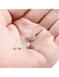 Xpircn 14G - Anillos de ombligo de acero inoxidable para mujeres y niñas, acero inoxidable, 1pcs, A02A0801
