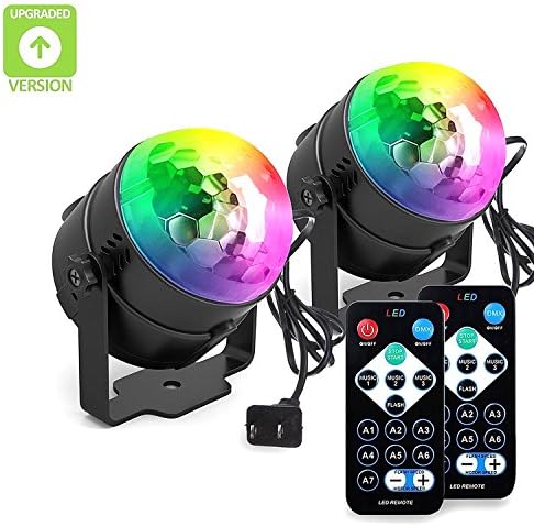 [2-PACK]BLISSO Party Lights Sound Activated Disco Ball Strobe Light,Xmas Party Lights,7Colors Stage Lights 3W LED Strobe Light for Bar Club DJ Karaoke Wedding Show Birthday Decoration Outdoor and More