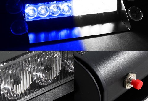 White & Blue Generation 3 LED Law Enforcement Use Strobe Lights For Interior Roof / Dash / Windshield