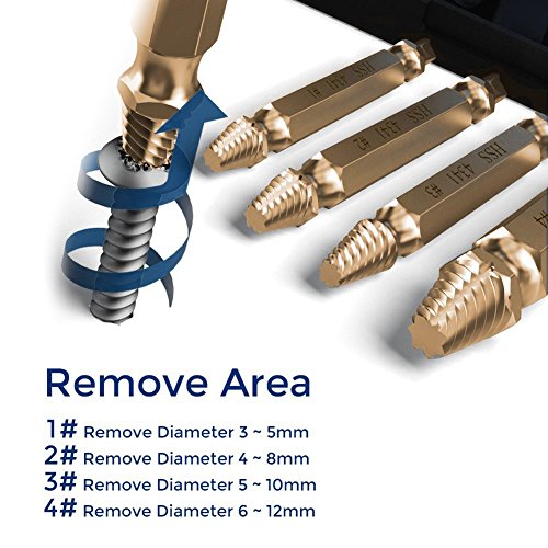 Nrpfell 6 pcs Screw Remover, Damaged Screwdriver Set, Broken Bolt Screw Remover, Screw Deburrer