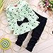 XILALU New Baby Sets Heart-Shaped Print Bow Cute 2PCS Kids Set T Shirt + Pants (0-6M, Green)