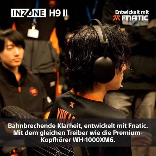INZONE H9 II Kabelloses Noise Canceling PC-Gaming Headset, Leicht, Anpassbarer Sound-EQ, Abnehmbares Kardioid-AI-Mikrofon, 30h Akku, 2.4GHz & Bluetooth, Soft Case Inklusive, Schwarz